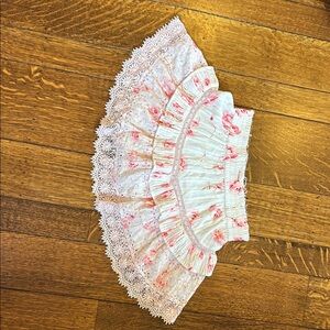 LoveShackFancy Floral Lace Trim Skirt